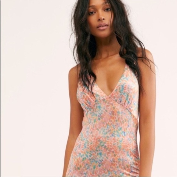 Intimately by Free People Nowhere to Be Slip Midi Dress inSunset Sz: M - Picture 2 of 9